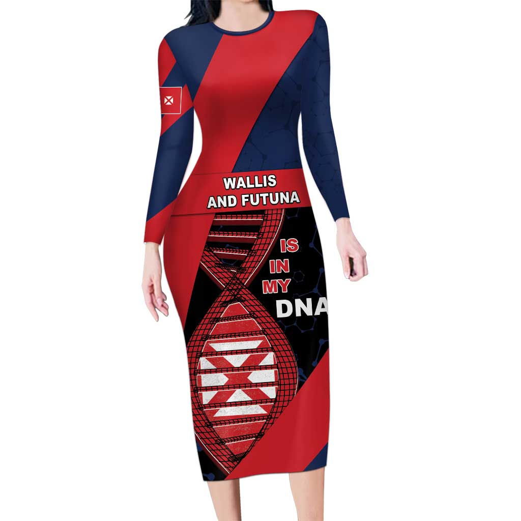 Wallis And Futuna Is In My DNA Long Sleeve Bodycon Dress - Polynesian Pride