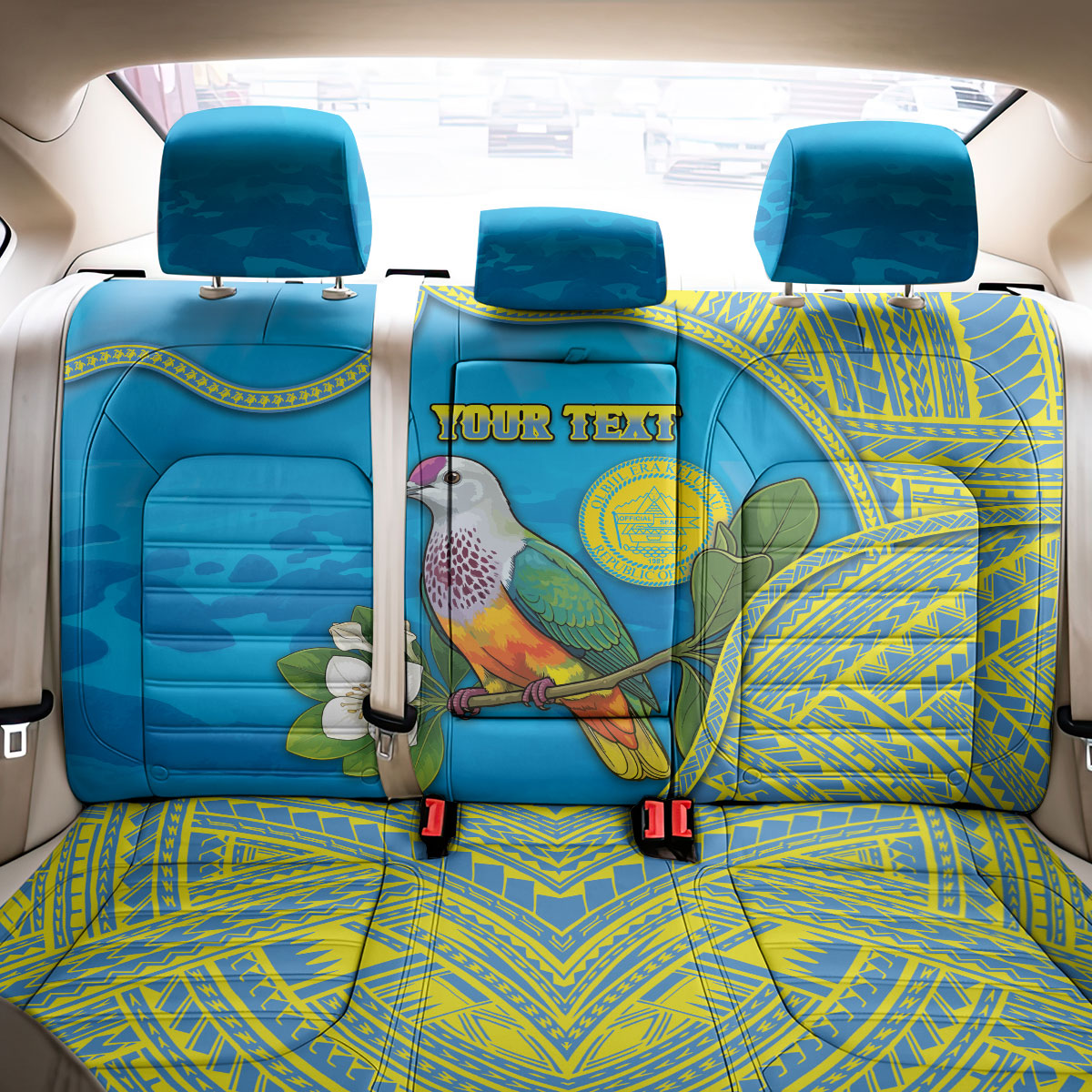 Personalised Palau Biib Bird Back Car Seat Cover Rur Flower And Rock Islands Patterns