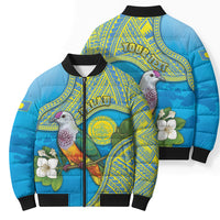 Personalised Palau Biib Bird Bomber Puffer Jacket Rur Flower And Rock Islands Patterns