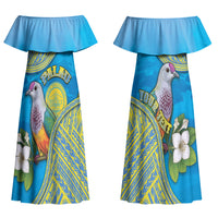 Personalised Palau Biib Bird Couples Matching Off Shoulder Maxi Dress and Hawaiian Shirt Rur Flower And Rock Islands Patterns DT05 - Polynesian Pride