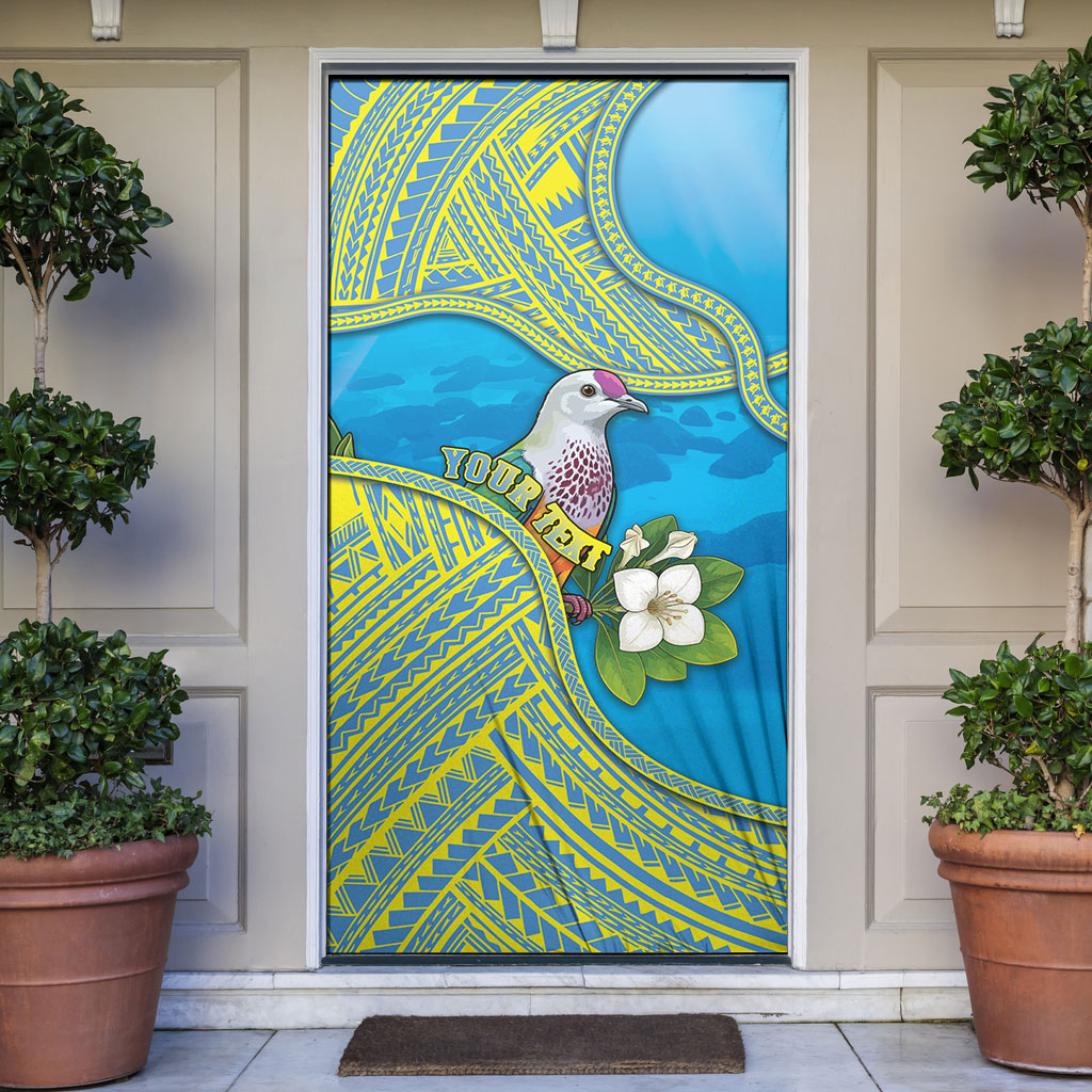 Personalised Palau Biib Bird Door Cover Rur Flower And Rock Islands Patterns