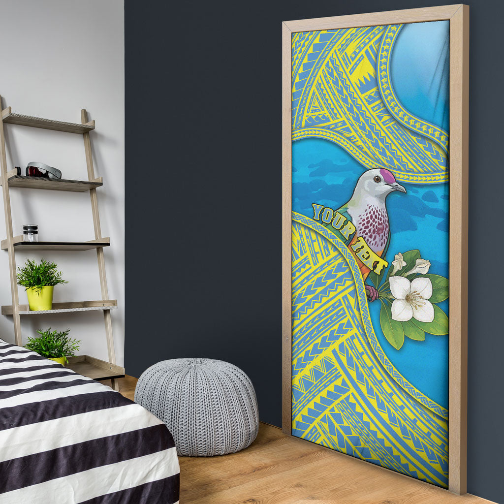 Personalised Palau Biib Bird Door Cover Rur Flower And Rock Islands Patterns