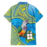 Personalised Palau Biib Bird Family Matching Off The Shoulder Long Sleeve Dress and Hawaiian Shirt Rur Flower And Rock Islands Patterns