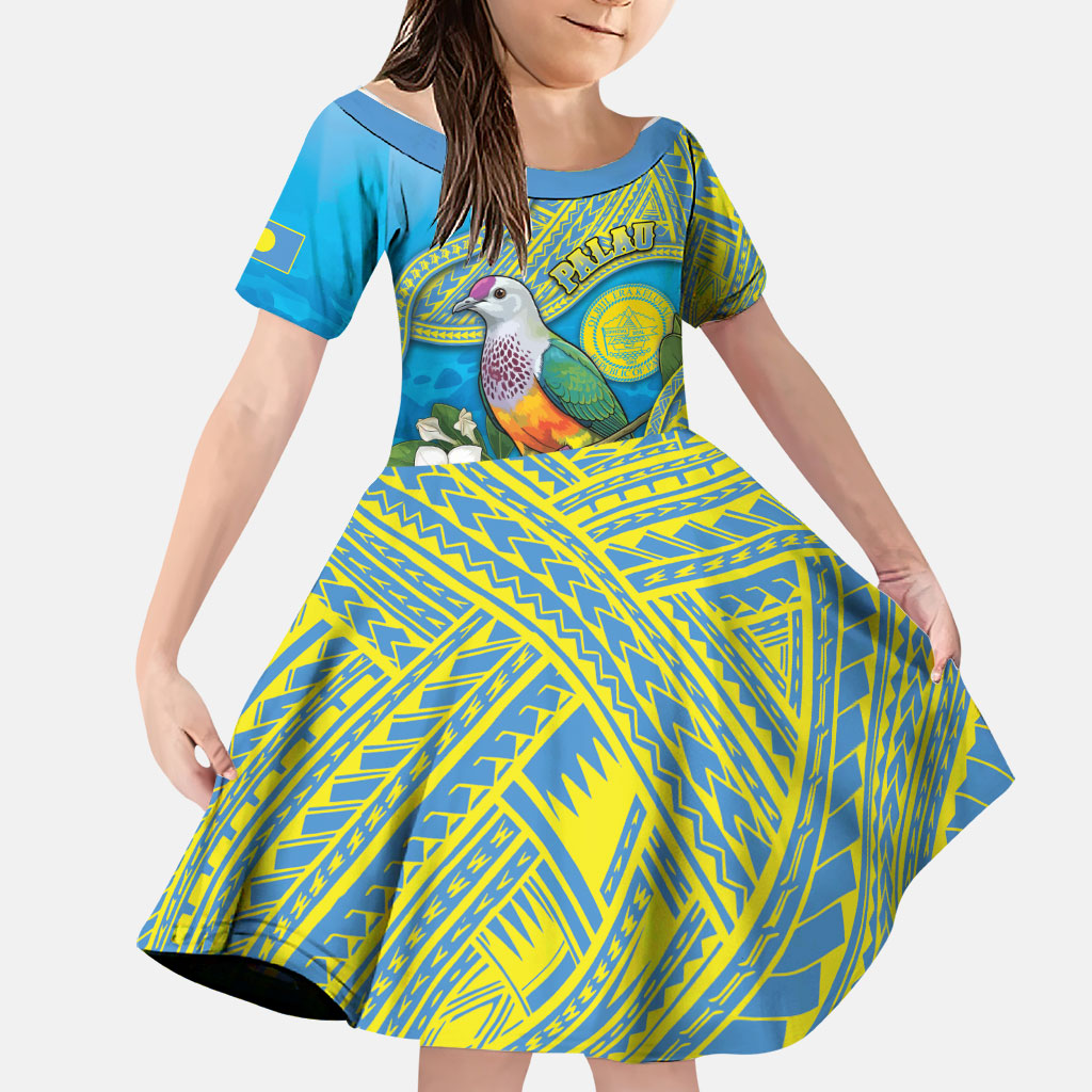 Personalised Palau Biib Bird Family Matching Off Shoulder Maxi Dress and Hawaiian Shirt Rur Flower And Rock Islands Patterns