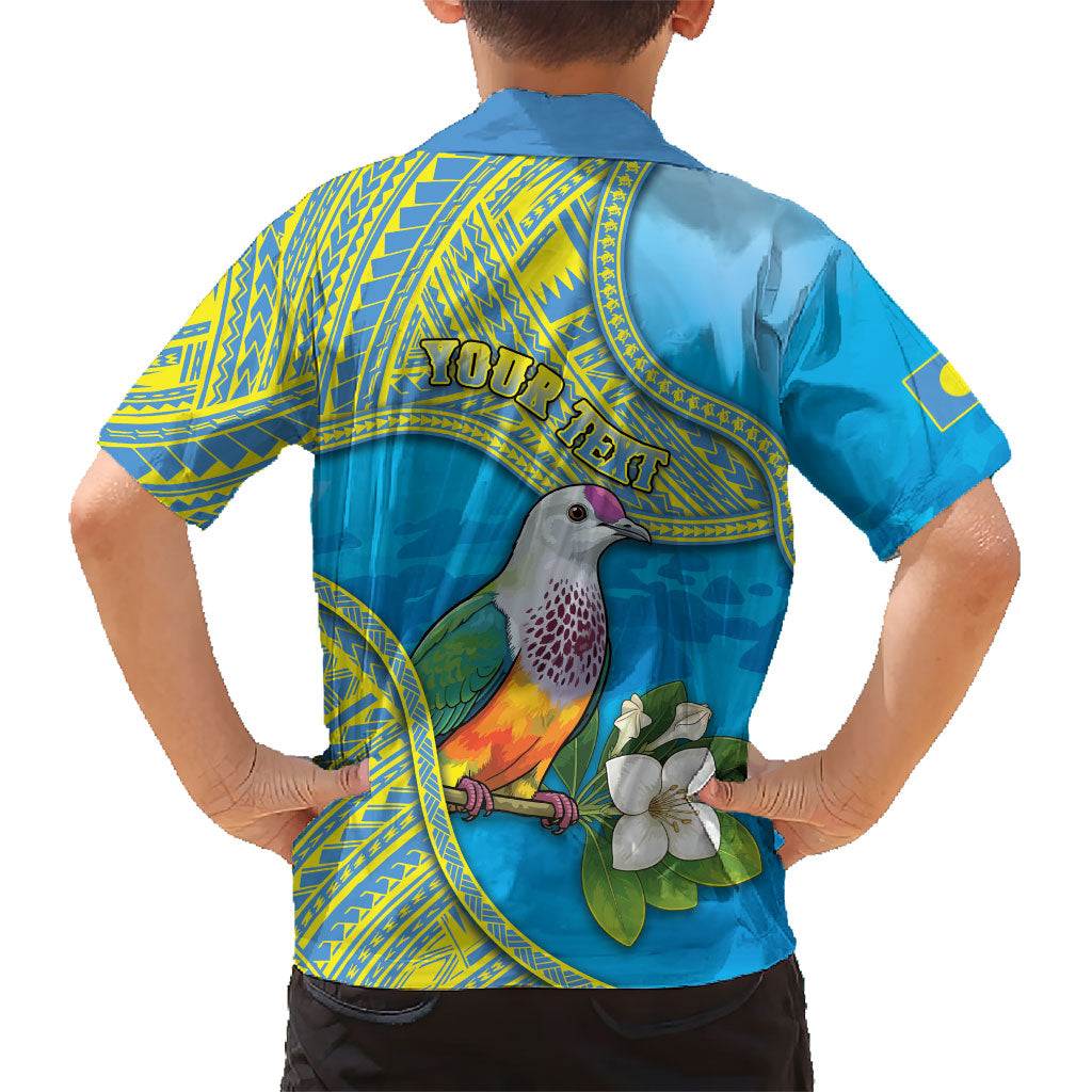Personalised Palau Biib Bird Family Matching Short Sleeve Bodycon Dress and Hawaiian Shirt Rur Flower And Rock Islands Patterns