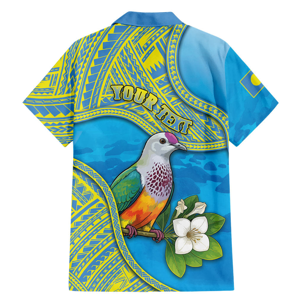 Personalised Palau Biib Bird Family Matching Short Sleeve Bodycon Dress and Hawaiian Shirt Rur Flower And Rock Islands Patterns