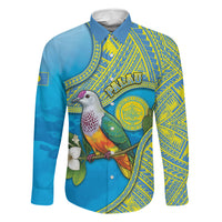 Personalised Palau Biib Bird Family Matching Short Sleeve Bodycon Dress and Hawaiian Shirt Rur Flower And Rock Islands Patterns