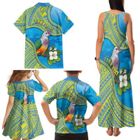 Personalised Palau Biib Bird Family Matching Tank Maxi Dress and Hawaiian Shirt Rur Flower And Rock Islands Patterns