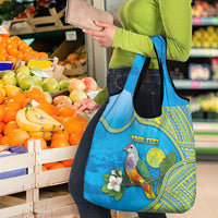 Personalised Palau Biib Bird Grocery Bag Rur Flower And Rock Islands Patterns