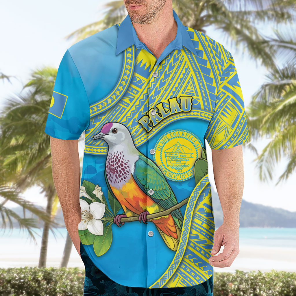 Personalised Palau Biib Bird Hawaiian Shirt Rur Flower And Rock Islands Patterns