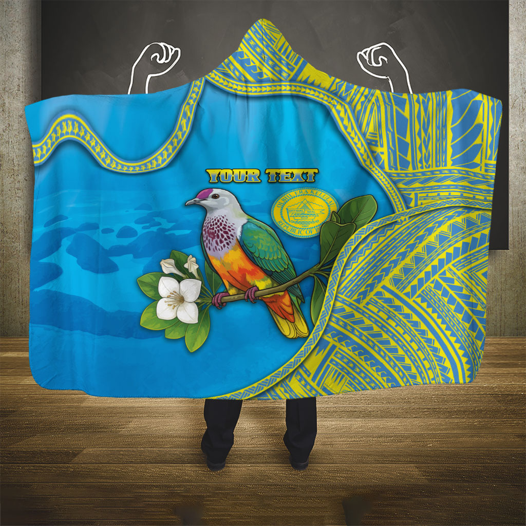Personalised Palau Biib Bird Hooded Blanket Rur Flower And Rock Islands Patterns