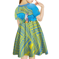 Personalised Palau Biib Bird Kid Short Sleeve Dress Rur Flower And Rock Islands Patterns