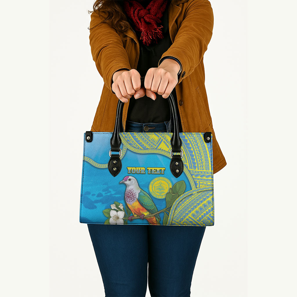 Personalised Palau Biib Bird Leather Bag Rur Flower And Rock Islands Patterns
