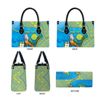 Personalised Palau Biib Bird Leather Bag Rur Flower And Rock Islands Patterns