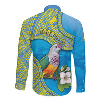 Personalised Palau Biib Bird Long Sleeve Button Shirt Rur Flower And Rock Islands Patterns