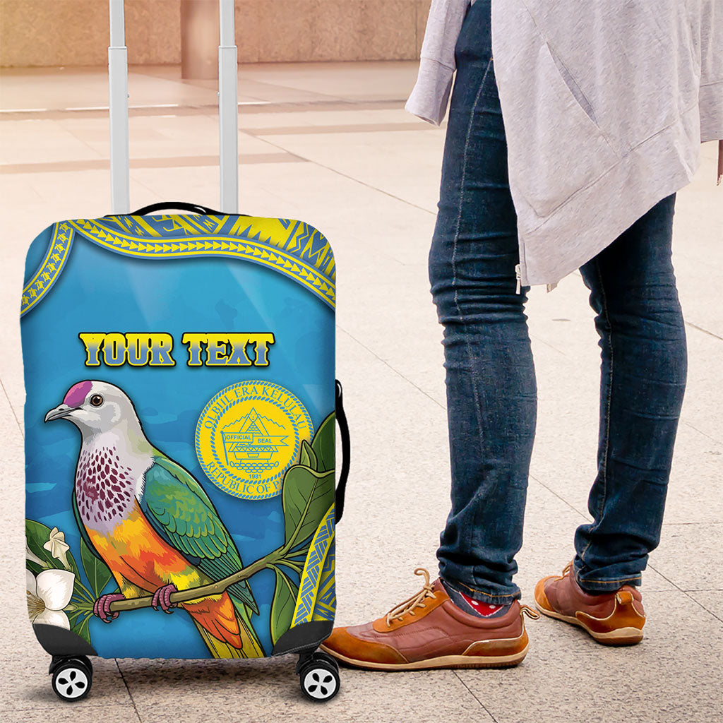 Personalised Palau Biib Bird Luggage Cover Rur Flower And Rock Islands Patterns