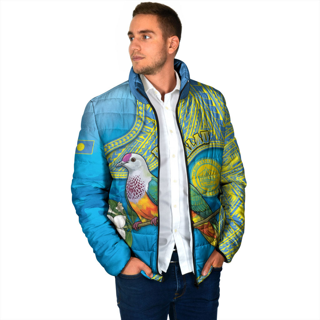 Personalised Palau Biib Bird Padded Jacket Rur Flower And Rock Islands Patterns