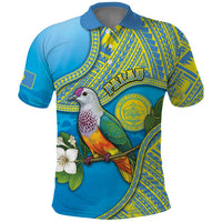 Personalised Palau Biib Bird Polo Shirt Rur Flower And Rock Islands Patterns