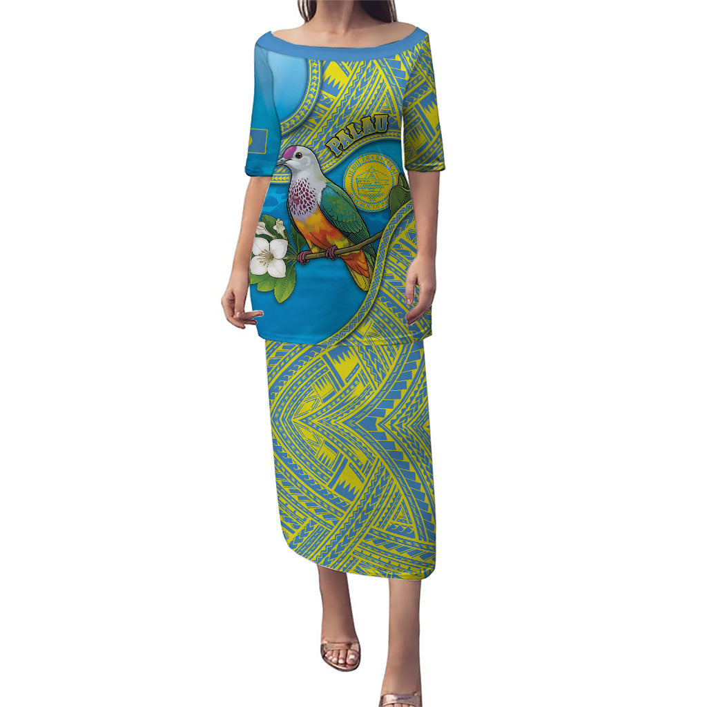 Personalised Palau Biib Bird Puletasi Rur Flower And Rock Islands Patterns
