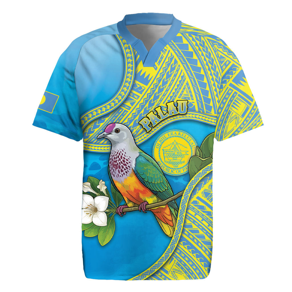 Personalised Palau Biib Bird Rugby Jersey Rur Flower And Rock Islands Patterns