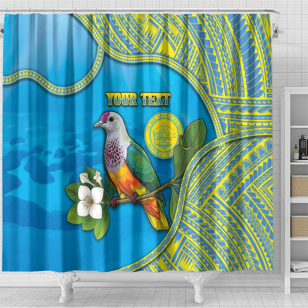 Personalised Palau Biib Bird Shower Curtain Rur Flower And Rock Islands Patterns
