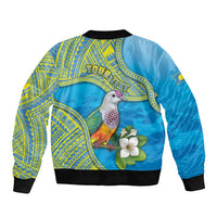 Personalised Palau Biib Bird Sleeve Zip Bomber Jacket Rur Flower And Rock Islands Patterns