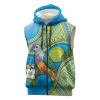 Personalised Palau Biib Bird Sleeveless Zip Hoodie Rur Flower And Rock Islands Patterns