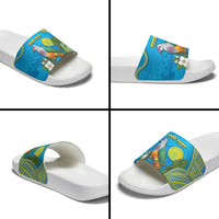 Personalised Palau Biib Bird Slide Sandals Rur Flower And Rock Islands Patterns