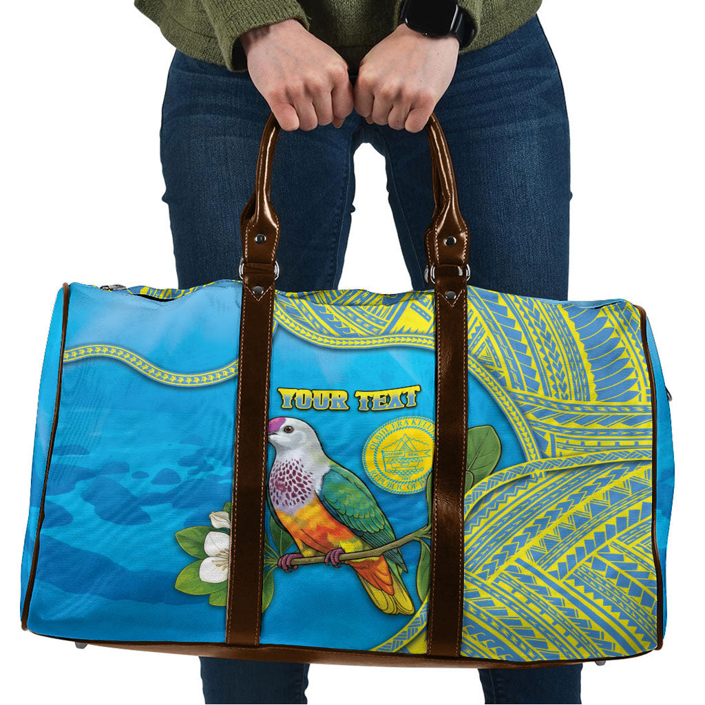 Personalised Palau Biib Bird Travel Bag Rur Flower And Rock Islands Patterns