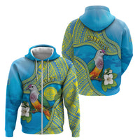 Personalised Palau Biib Bird Zip Hoodie Rur Flower And Rock Islands Patterns