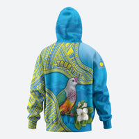 Personalised Palau Biib Bird Zip Hoodie Rur Flower And Rock Islands Patterns