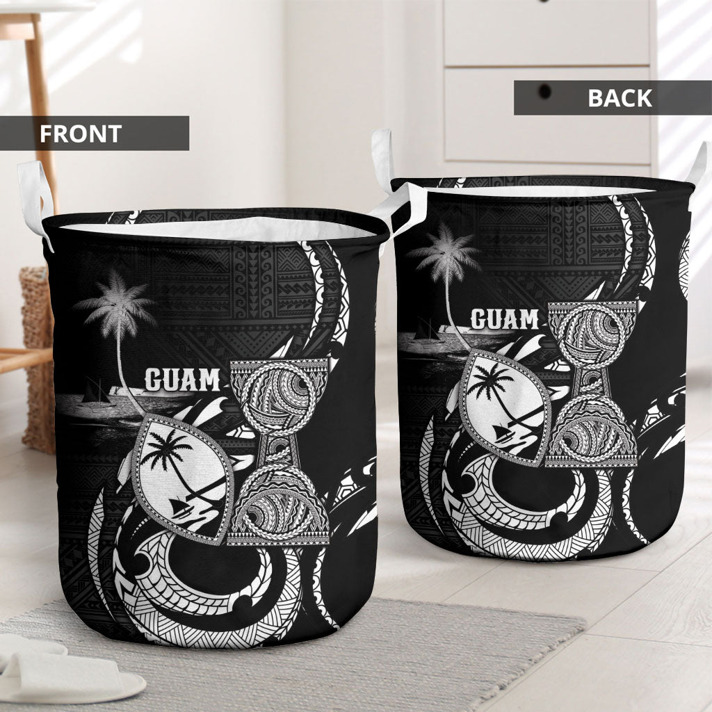 Guam Liberation Day Laundry Basket Black White Latte Stone Tribal Patterns
