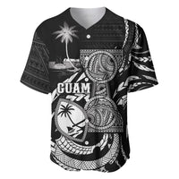 Personalised Guam Liberation Day Baseball Jersey Black White Latte Stone Tribal Patterns