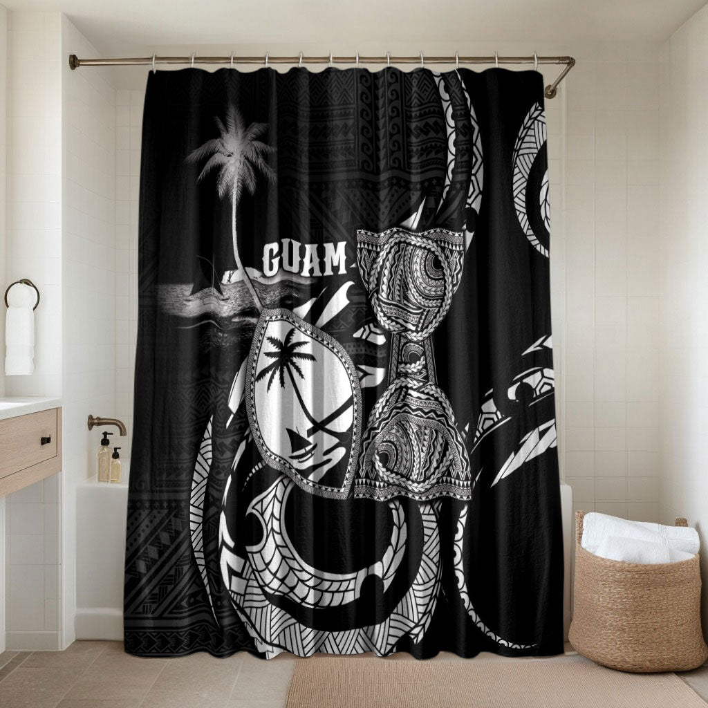 Guam Liberation Day Bathroom Set Black White Latte Stone Tribal Patterns