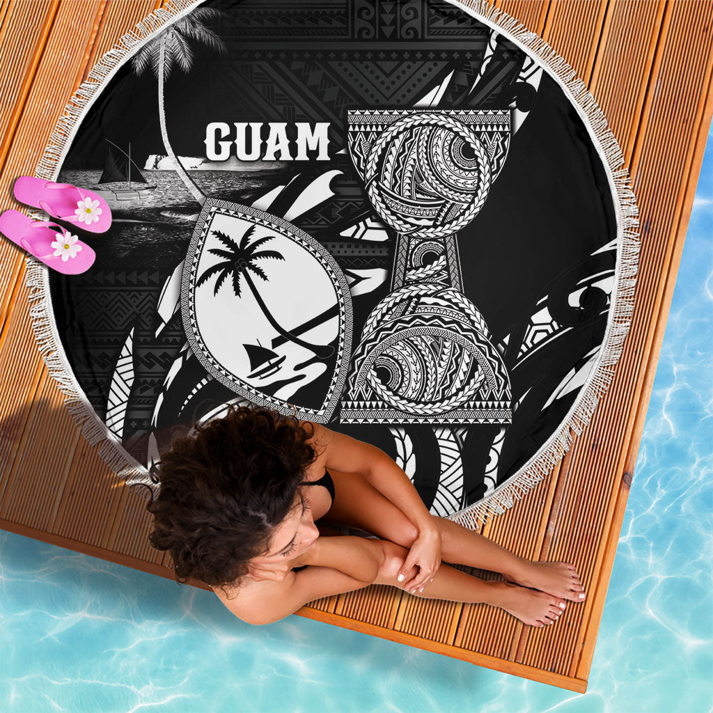 Guam Liberation Day Beach Blanket Black White Latte Stone Tribal Patterns