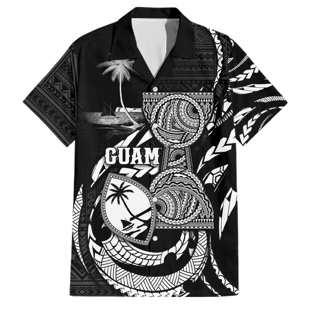Personalised Guam Liberation Day Family Matching Mermaid Dress and Hawaiian Shirt Black White Latte Stone Tribal Patterns