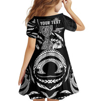 Personalised Guam Liberation Day Family Matching Off The Shoulder Long Sleeve Dress and Hawaiian Shirt Black White Latte Stone Tribal Patterns