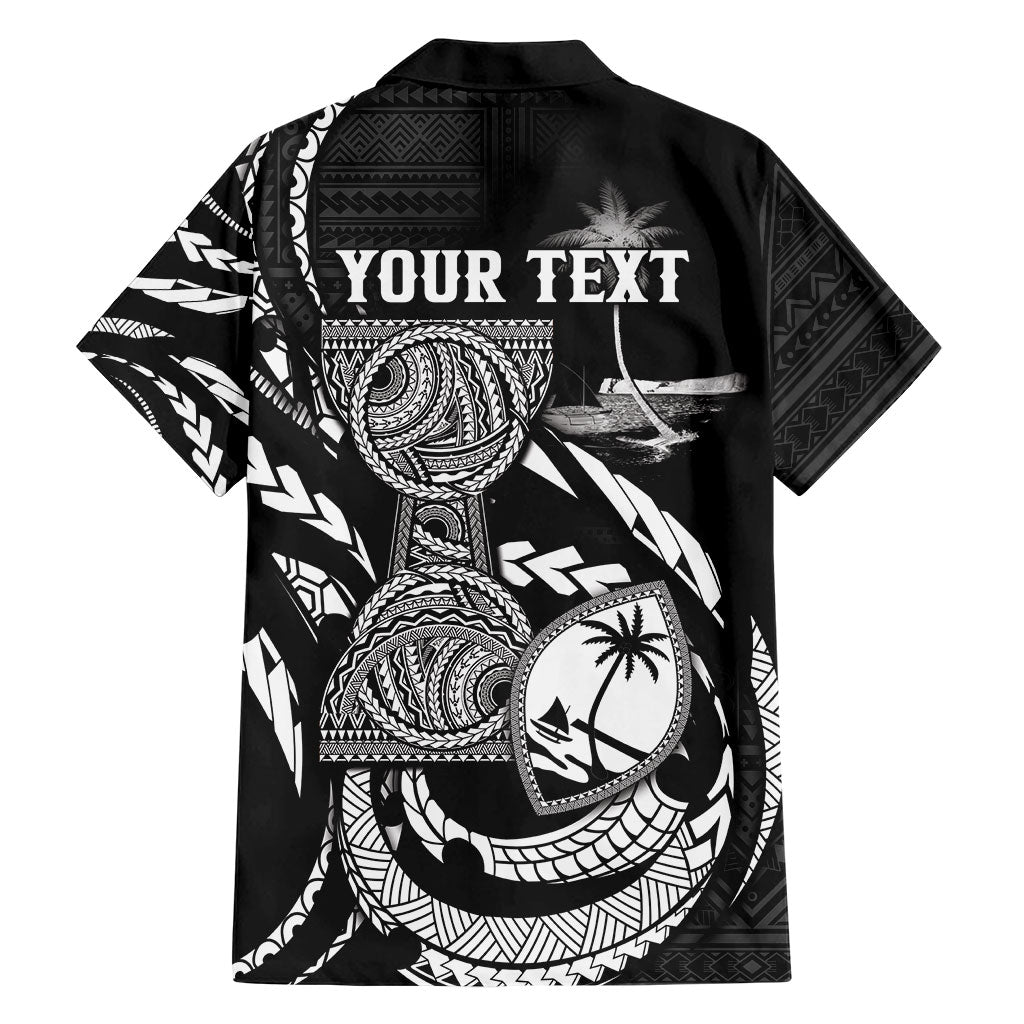 Personalised Guam Liberation Day Family Matching Short Sleeve Bodycon Dress and Hawaiian Shirt Black White Latte Stone Tribal Patterns