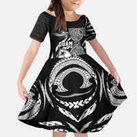 Personalised Guam Liberation Day Family Matching Summer Maxi Dress and Hawaiian Shirt Black White Latte Stone Tribal Patterns
