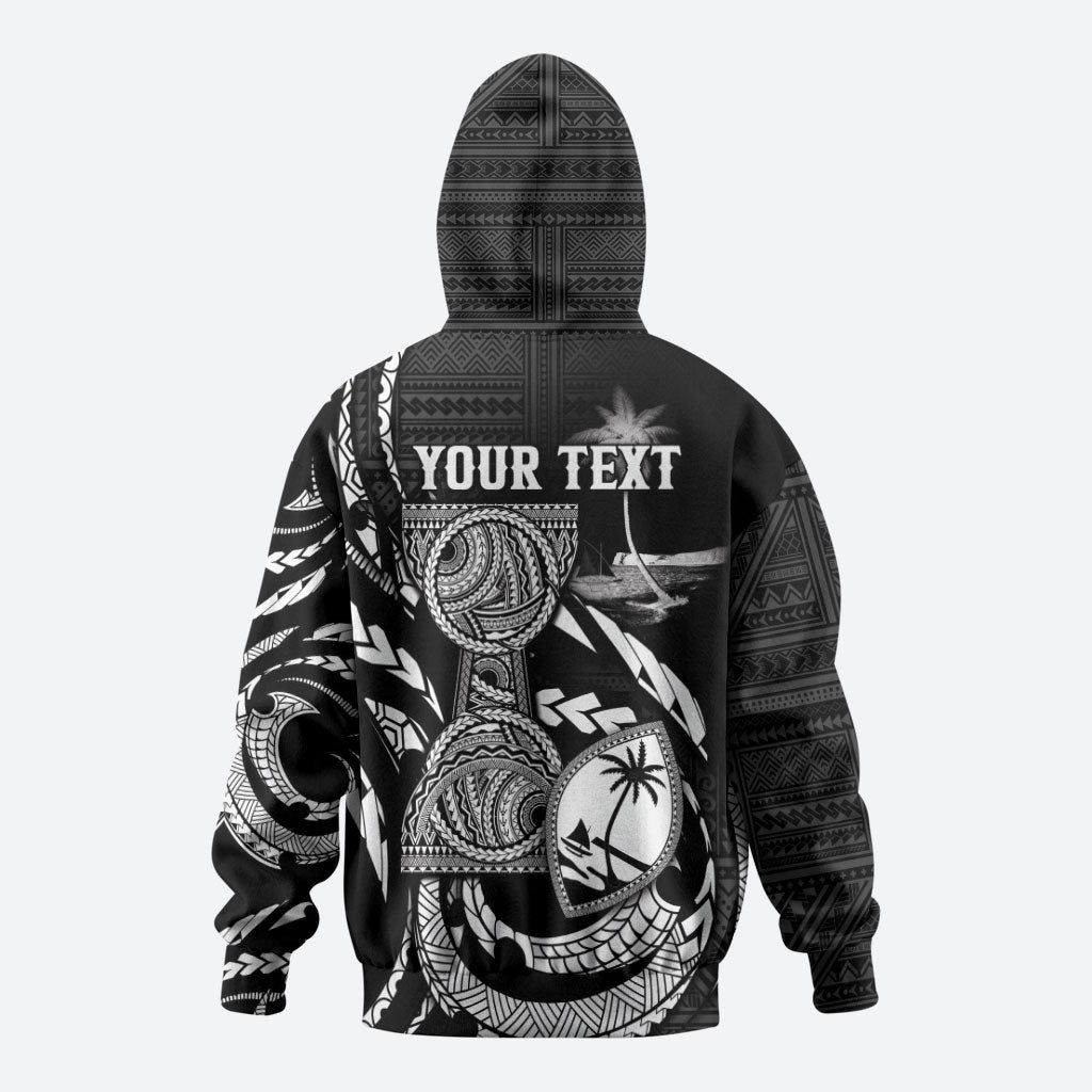 Personalised Guam Liberation Day Hoodie Black White Latte Stone Tribal Patterns