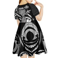 Personalised Guam Liberation Day Kid Short Sleeve Dress Black White Latte Stone Tribal Patterns