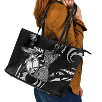 Guam Liberation Day Leather Tote Bag Black White Latte Stone Tribal Patterns