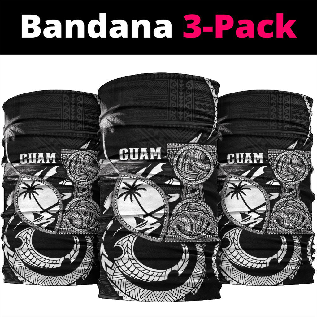 Guam Liberation Day Neck Gaiter Black White Latte Stone Tribal Patterns
