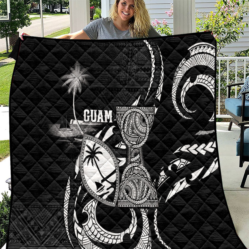 Guam Liberation Day Quilt Black White Latte Stone Tribal Patterns DT05 Black - Polynesian Pride