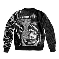 Personalised Guam Liberation Day Sleeve Zip Bomber Jacket Black White Latte Stone Tribal Patterns