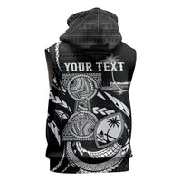 Personalised Guam Liberation Day Sleeveless Zip Hoodie Black White Latte Stone Tribal Patterns