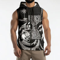 Personalised Guam Liberation Day Sleeveless Zip Hoodie Black White Latte Stone Tribal Patterns