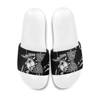 Guam Liberation Day Slide Sandals Black White Latte Stone Tribal Patterns