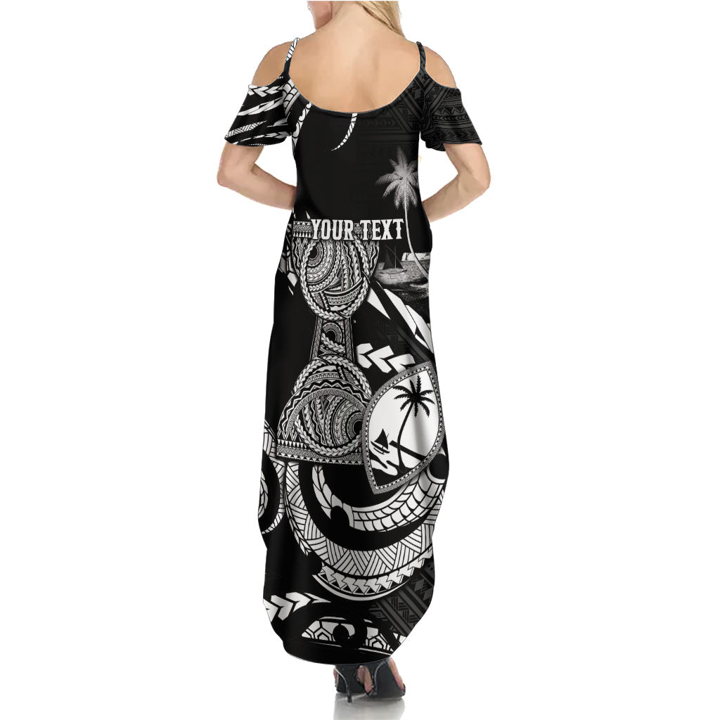 Personalised Guam Liberation Day Summer Maxi Dress Black White Latte Stone Tribal Patterns