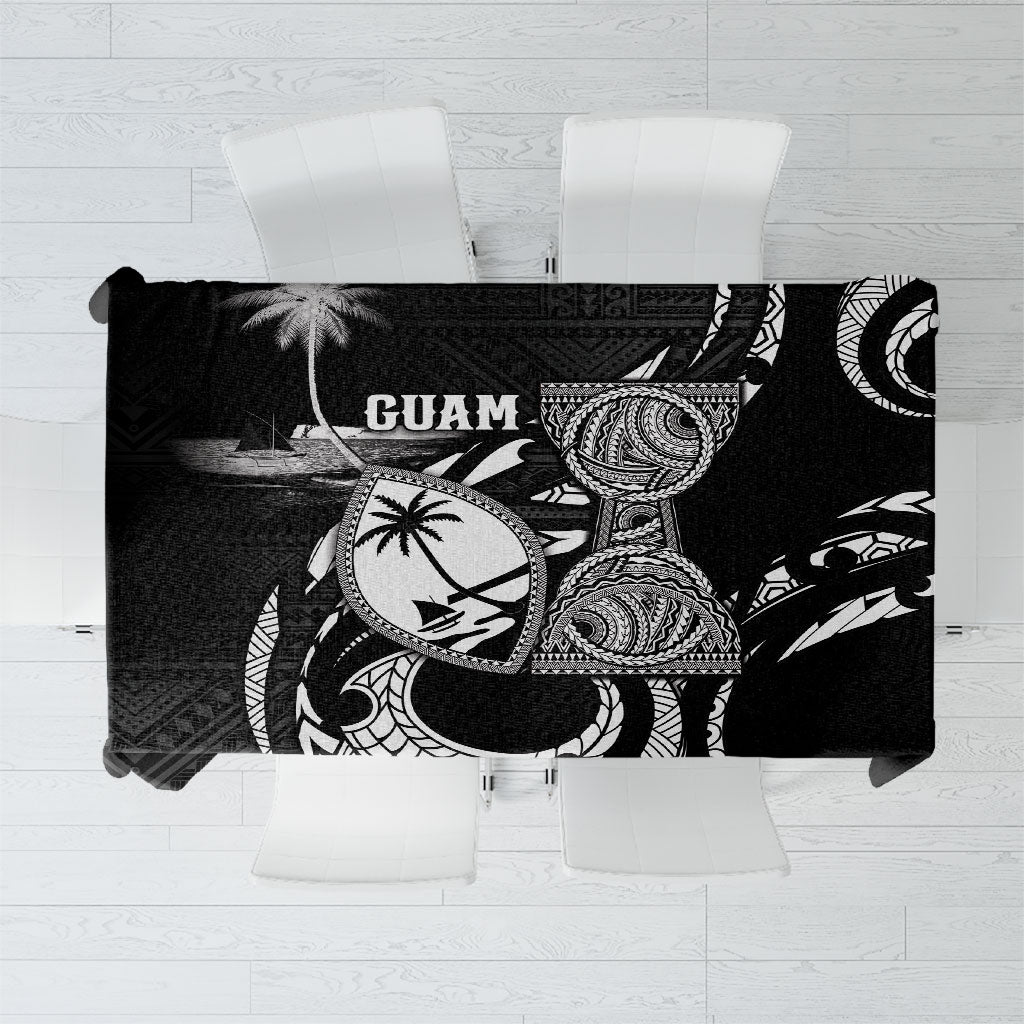Guam Liberation Day Tablecloth Black White Latte Stone Tribal Patterns DT05 Black - Polynesian Pride